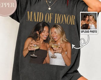 Camiseta personalizada para dama de honor, camiseta vintage dorada para la fiesta nupcial.