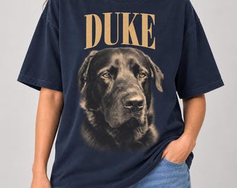 Camiseta personalizada con retrato de mascota, camiseta personalizada con foto de perro, camiseta de Labrador Retriever, regalo personalizado con el nombre de la mascota