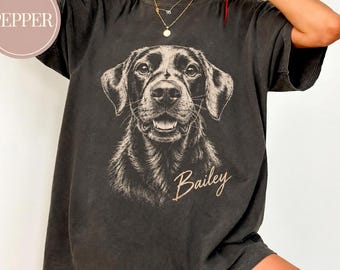 Camiseta personalizada con retrato de mascota, camiseta personalizada con foto de perro, camiseta personalizada con nombre de mascota, regalo para Labrador Retriever