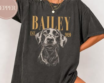 Custom Pet Portrait Shirt, Personalized Dog Photo Tee, Labrador Retriever Shirt, Custom Pet Name & Est Year Gift