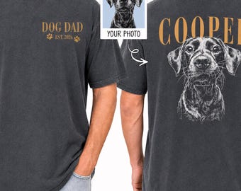 Camiseta personalizada para papás perrunos con foto y nombre, camiseta personalizada con retrato de mascota por delante y por detrás, regalo para papás perrunos, camiseta para amantes de los perros del Día del Padre.