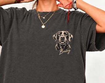 Custom Pet Portrait Shirt, Personalized Dog Photo Tee, Labrador Retriever Shirt, Custom Pet Name Gift