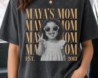 Camiseta personalizada con foto de mamá, camiseta con nombre personalizado para mamá, regalo personalizado con foto para mamá
