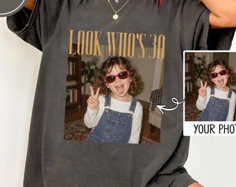 Camiseta de cumpleaños personalizada, camiseta vintage con foto, regalo personalizado para el 30 cumpleaños, camiseta con foto personalizada, camiseta de cumpleaños retro.