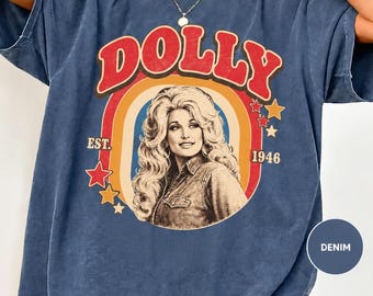 Camiseta en memoria de Dolly Parton, camiseta tributo a Dolly en paz descanse, camiseta retro de música country con arcoíris.