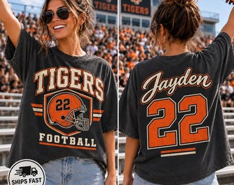 Camiseta de fútbol personalizada, camiseta con mascota personalizada, camiseta con nombre y número personalizados, camiseta para mamás de futbolistas, camiseta para el día del partido con espíritu escolar