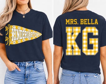 Chemise personnalisée d'enseignante de maternelle, t-shirt personnalisé nom d'enseignante, chemise fanion Daisy Vichy, enseignante de maternelle personnalisée, rentrée des classes