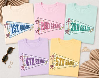 Chemise fanion pour niveau scolaire, t-shirt pour la rentrée des classes, chemise 1re, 2e, 3e, 4e, 5e année, t-shirt coquette de l'équipe enseignante, chemise première journée d'école