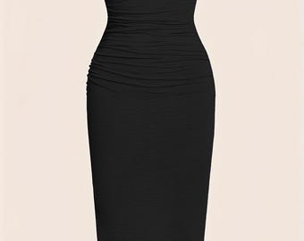 Vestido negro de moda, vestido de noche sexy, vestido ajustado para salir, moderno, sofisticado, regalo perfecto, vestido de lujo, para ella