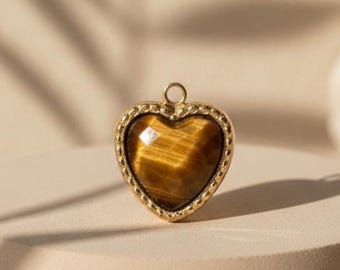 Colgante de corazón de piedra natural, dije de corazón de piedra preciosa, joyería elegante, collar minimalista, accesorio de regalo para mujer, collar con medallón