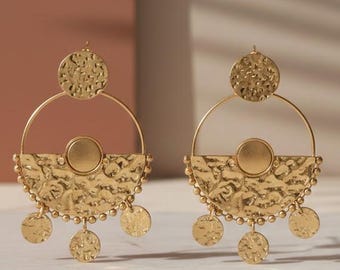 Pendientes orientales, joyería boho chic, regalo para ella, pendientes de aro con borlas, accesorio para mujer, estilo oriental chic, moda