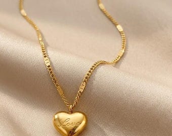 Collar Corazón de Oro para Mujer | Joyería Romántica Minimalista | Elegante Colgante de Corazón, Regalo para Mujer, Joyería de Moda, Collar de Moda
