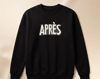 Sudadera unisex negra AFTER | Jersey minimalista francés vintage bordado, sudadera cálida, regalo de moda, algodón/poliéster, cómoda