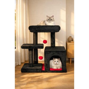Compact Cat Tree Tower with Condo, Sisal Scratching Posts, Activity Center
