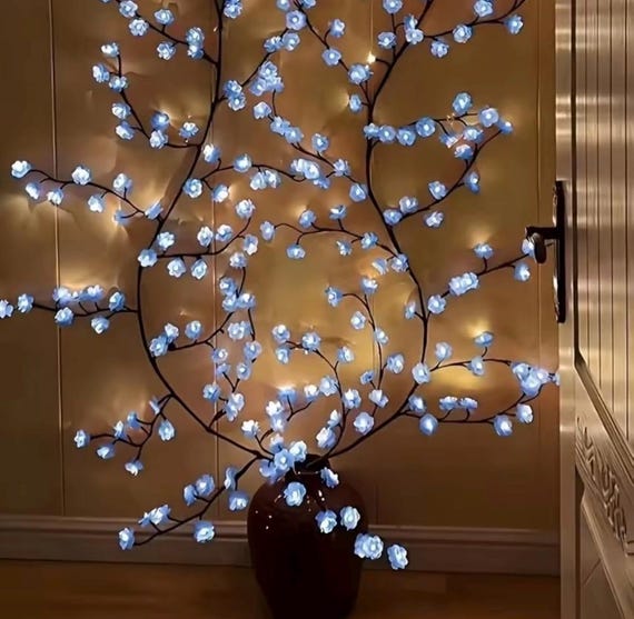 LED Cherry Blossom Branch Lights, 72/96/144 Fairy Lights, USB Pink