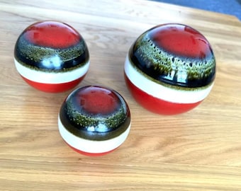 Vintage keramische Fat Lava-ballen, set van 3 inch