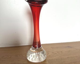 Vintage rode glazen vaas Aseda
