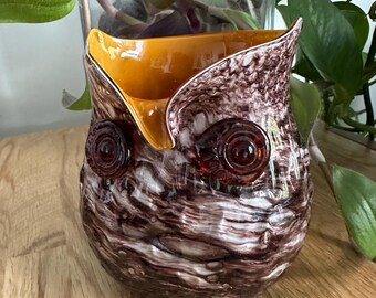 Vintage Murano Style Owl Vase