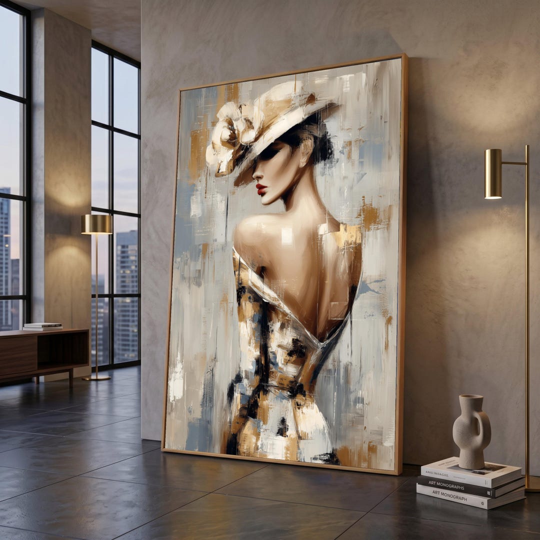 Elegant Woman Hat Portrait Canvas, Modern Chic Fashion Art Print - Etsy
