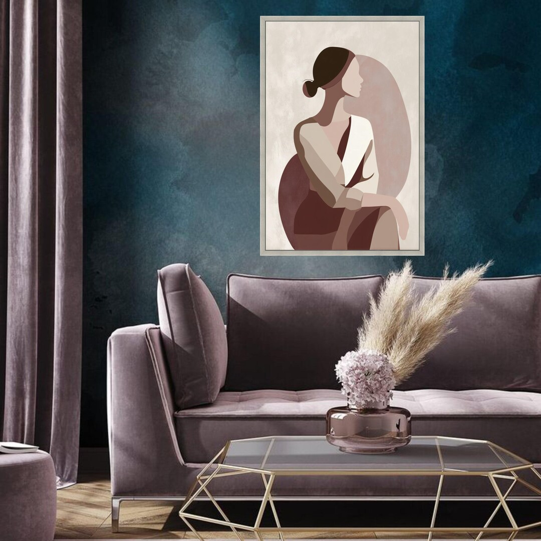 Modern Abstract Woman Portrait Canvas, Minimalist Figurative Wall Art ...