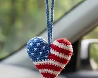 Handgemachte amerikanische Flagge Herz Auto Anhänger / handgemachte 250 Jahre USA Fan Flagge / / 4. Juli Dekoration / Verzierung / USA Flaggenfarben