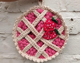 Handgemachte Torte gehäkelte Topflappen / Bauernhaus Küche Dekor / handgemachte Torte Hot Pad / niedlicher gehäkelter Untersetzer / Sommer Küche Dekor / Cottagecore Dekor