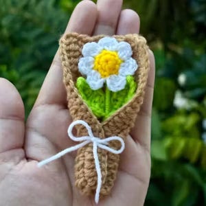 Crochet Flower Basket Magnet – Handmade Fridge Decor | Floral Gift | Cozy Home Decoration