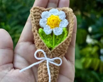 Gehäkelte Blumen-Korb-Magnet - handgemachte Kühlschrank-Dekor | Blumen Geschenk | Gemütliche Wohndekoration
