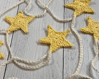Handgemachte gehäkelte 8 Sterne Girlande / Boho Kinderzimmer Banner / Wandbehang Dekor / Babypartydekoration / Babypartydekoration