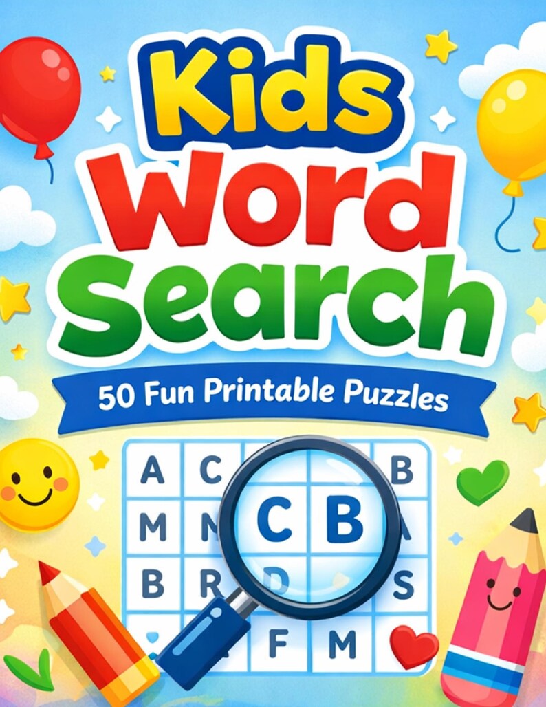 Kids Word Search – 50 Fun Printable Puzzles (PDF) - Etsy