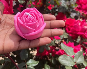 Pink Rose Soy Candle – Handmade Floral Decorative Room Decor