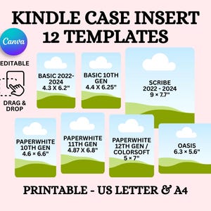 Kindle Insert Canva Template, Editable Custom Design, DIY Clear Case Insert Printable, Basic Paperwhite Colorsoft Skin