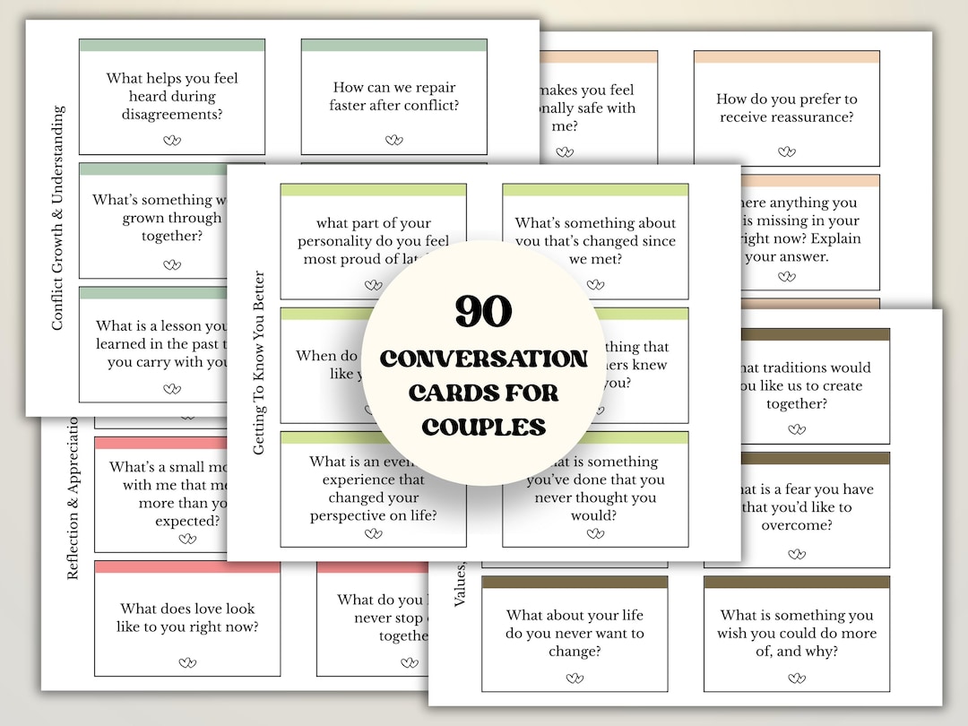 Couples Conversation Starter Prompts, Relationship Building Cards, Date ...