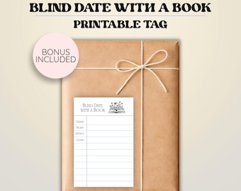 Cita a ciegas con etiqueta imprimible, regalo sorpresa de intercambio de libros misteriosos, tarjeta de biblioteca para revisar, actividad para el club de lectura