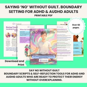 Saying “No” without guilt, printable Workbook AuDHD, ADHD, autistic Adults, Neurodivergent Guide book