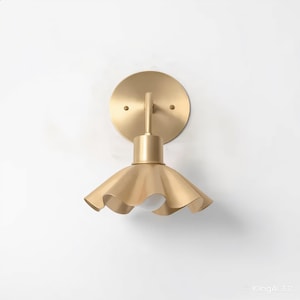 Handmade Solid Brass Flower Wall Sconce | Mid-Century Modern Petal Lamp