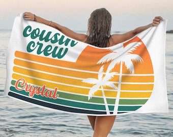 Custom Cousin Crew Beach Towel, Custom Name Pool Bath Towel, Cousin Family Reunion Gift
