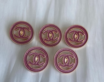Set de 5 botones vintage rosa y dorado