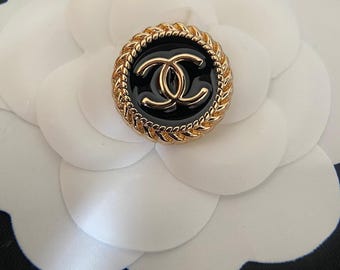 Black and Gold Vintage Button 23mm – Luxury Metal Sewing Button – Classic Coat Button