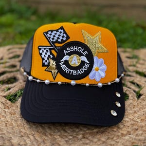 Western Trucker | Asshole Merit Badge Patch Cap | Edgy Cowgirl Hat | Funny Rodeo Style | Bold Statement Hat | Festival Outfit
