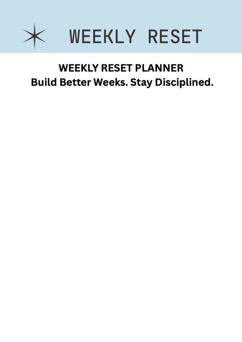 Weekly Reset Planner | Habit Tracker, Goal Setting (digital Download ...