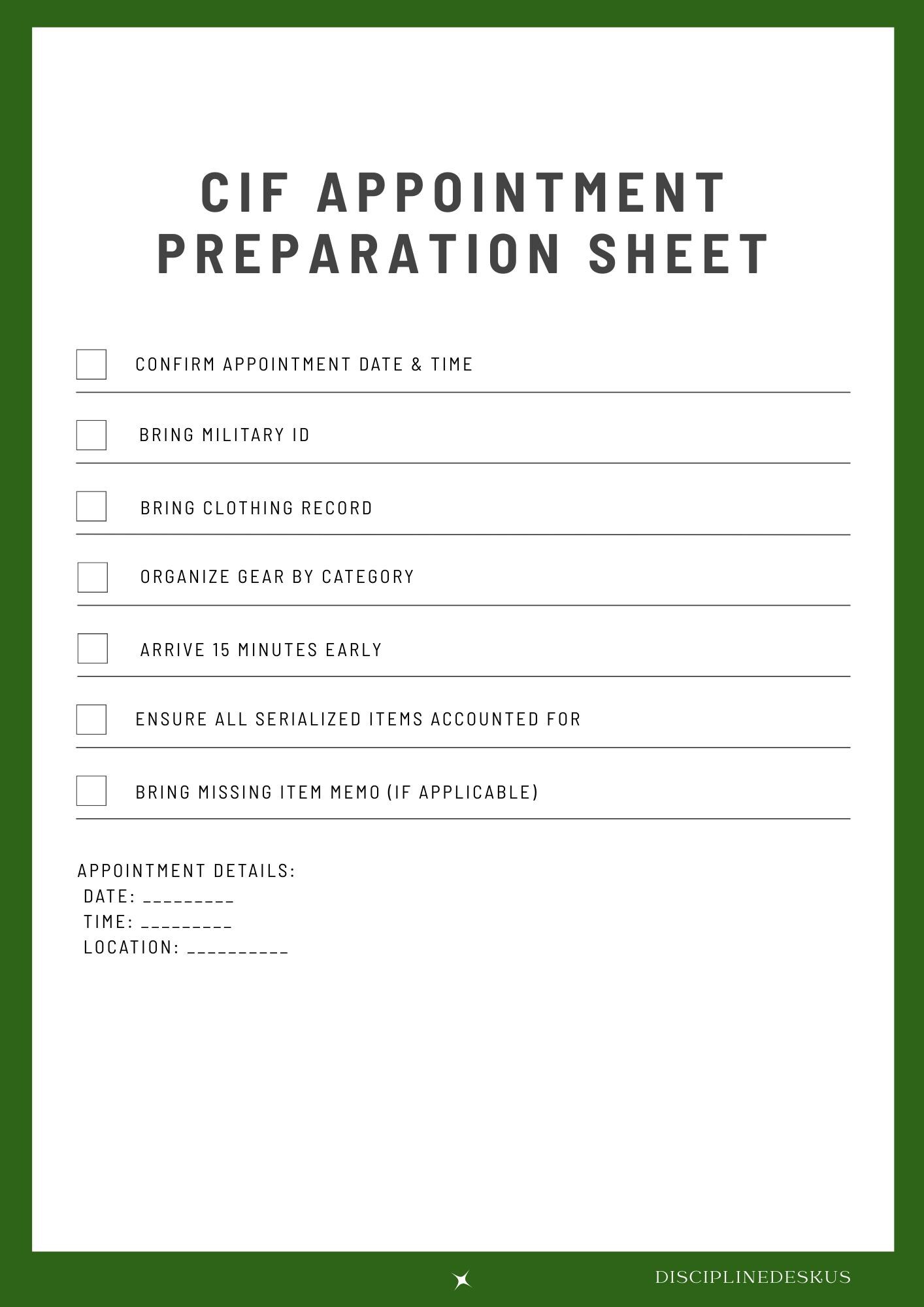 Army CIF Turn in Checklist Printable | PCS & ETS Gear Turn-in Guide ...