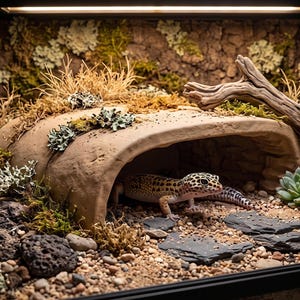 Ödleskinn | Reptilgrotta | Geckoskinn | 3D-printad terrariumdekor | Bioaktivt reptilskinn | Naturligt stenskydd