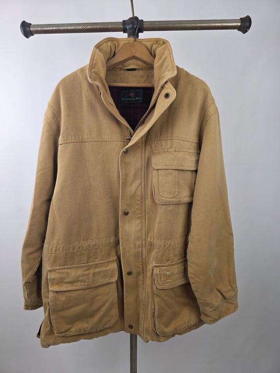 Abercrombie & Fitch, Vintage 70's Abercrombie & Fitch Men's Brown Duck Canvas Wool Lined Insulated Barn Coat Size 44