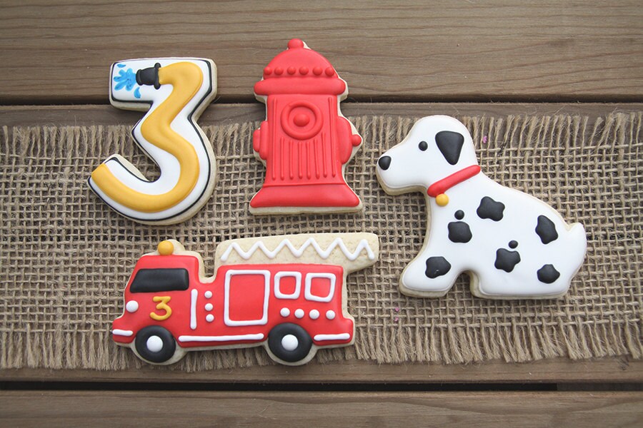 Fire Truck Cookies / Fire Truck Birthday / Fire Truck Party / Etsy