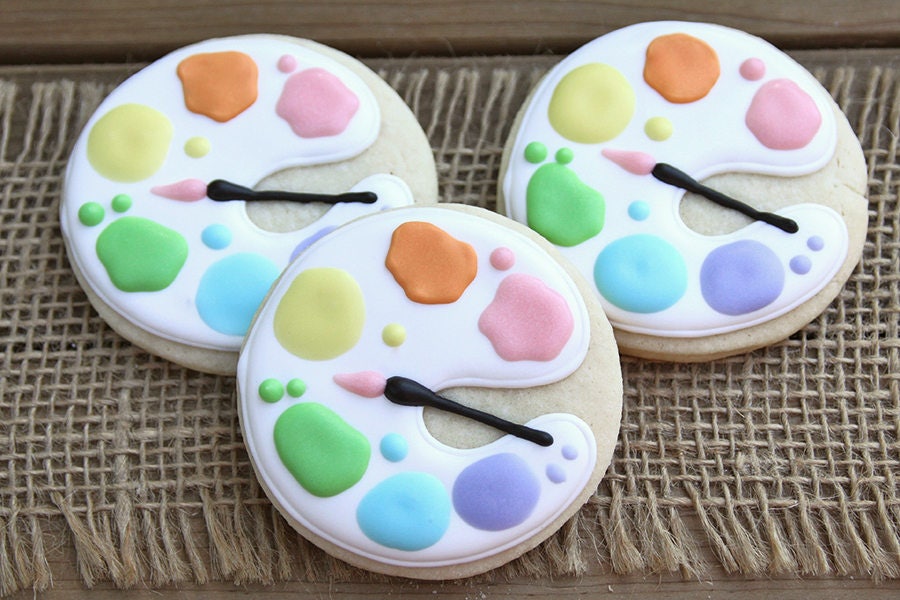 Paint Palette Cookies / Paint Party / Art Cookies / Art Party Etsy