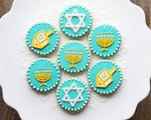 Hanukkah Sugar Cookies Set of 12 / Hanukkah Cookies / Hanukkah Party Favors / Hanukkah Party / Bat Mitzvah Favors / Bar Mitzvah Favors