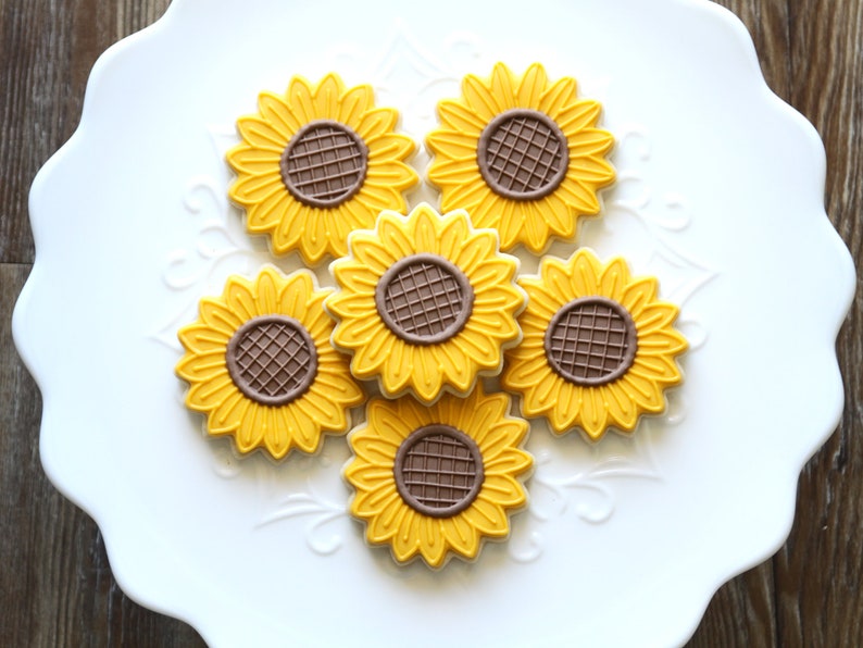 12 Sunflower Cookies / Sunflower Sugar Cookies / Sunflower image 0