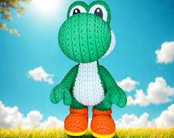 Crochet Style Green Plumber Figurine – 3D Printed Game Character Collectible Desk Decor