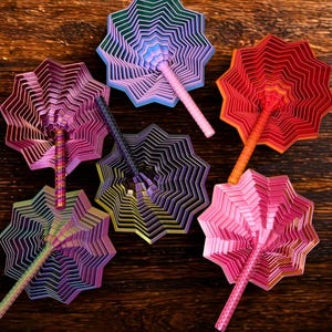 3D-geprinte spiraalvormige bloem Fidget Wand – Hypnotiserend ronddraaiend zintuiglijk speelgoed, ADHD Focus Tool